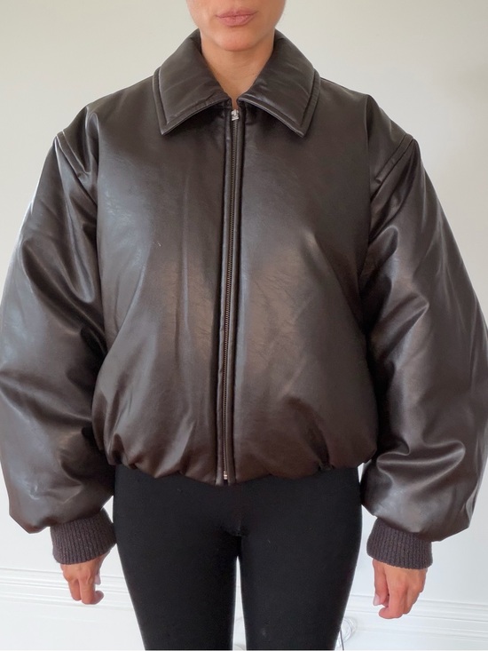 Acne Studios Jackets & Blazers - ACNE Studios Dark Brown Faux Leather Bomber Jacket